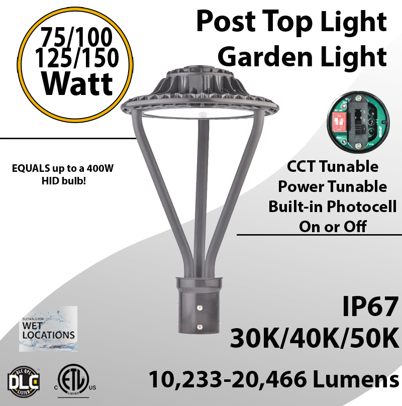 LED Post Light 60W LED Lantern Style 8128Lm 3000K 4000K 5000K Photocell