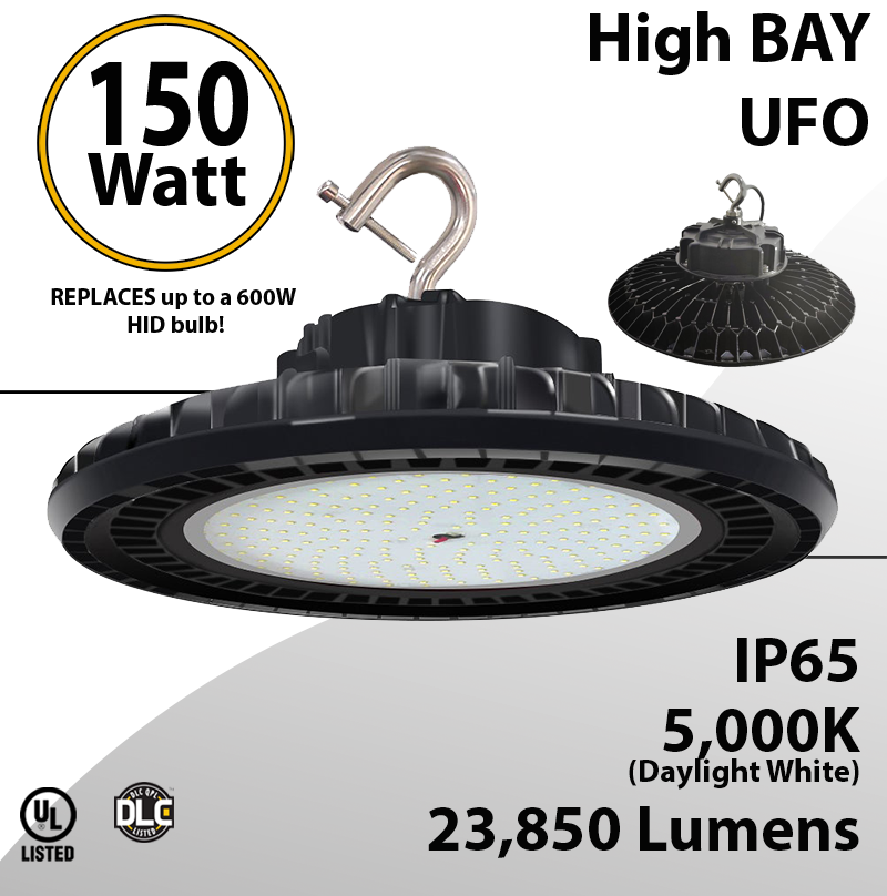 Details about   150W UFO LED High Bay Light 150Watt Commercial Warehouse Lighting 5000K DLC ETL 