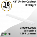18W Under-Cabinet LED Light: 42" Cabinet Mountable, CCT 3/4000K 1283lm