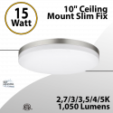 Ceiling Mount Slim Fix 10" 15W CCT Tunable 27-5000K 1050Lm
