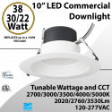 LED commercial down light 10inch 22/30/38W 3530lm 100-277V 27/30/35/40/50K Dimmable