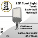 LED Court/Tennis Light 300/240/200W 3/4/5K W/ Universal Arm Included
