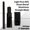 Light Post 16Ft AVG Direct Burial Aluminum Straight Black