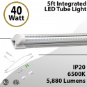 Efficient Integrated LED Tube Light 5Ft, 40W, 5880Lm, 6500K Clear Lens 