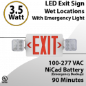 Exit Sign 90 Min Battery Included IP65 Rated Single or Double Face