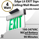 Green Exit Sign Edge-lit Battery Backup Double Face