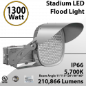 Led Sports Stadium Lighting 1300W 210866 lumens 200-480VAC IP66 UL DLC