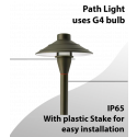 Solid Brass Path Light with Plastic Stake - Easy Installation Pathway Light