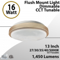 Gold LED Ceiling Light for Bedroom & Kitchen 13'' 27 30 40 45 5000K 16W