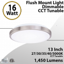 Kitchen Bedroom & Bathroom Ceiling LED  27-5000K 16W 1450Lm 13" Nickel