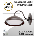 Gooseneck Light Wall Mount 28W 5CCT 2700/3000/4000/5000/6500 Selectable with 3000Lm - W Photocell