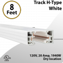8-Feet White H-Type Lighting Rail Kit with 2 End Caps