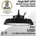 UFO Light LED High Bay 150/200/240W Motion Sensor Ready 20350/26200/31650Lm 5000K