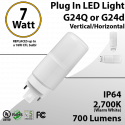 Plug In LED light G24Q or G24D 7W 700Lm 2700K IP64 UL. Direct Line (Remove Ballast)
