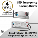 LED Emergency Backup Driver 4W Constant Power Output 10-100VDC UL