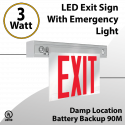 Exit Sign With Emergency Light 90M BackUp Red Letters