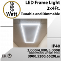 2x4 LED Frame Light 30W 40W or 50W up to 6500Lm 30K 40K 50K Dimmable