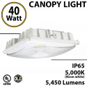 LED Garage lighting  White Canopy 40W 5450Lm 5000K 
