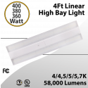 LED Linear High Bay 4Ft. Tunable 400/380/360W 58000Lm 4/4.5/5/5.7K