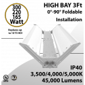 LED High Bay Light 3Ft. 300W/225W/165W 35K 40K 50K OS Ready UL DLC FCC