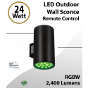 LED Outdoor Up and Down Wall Sconce RGBW 24W Remote Control 2400Lm