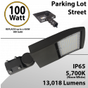 100W LED Shoebox Street Light fixture 13018Lm 5000K UL IP67 DLC