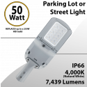 LED Street Light 50W 7439Lm 4000K UL IP66 IK09