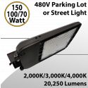 LED Street Light Tunable 70/100/150W 200-480V 9450/20250Lm 3 CCT