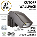 LED Wall Pack light CUTOFF 27W 3600Lm 5000K IP65 UL DLC