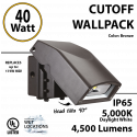 40W Full Cut-Off LED Wall Pack Fixture: 4500Lm 5000K IP65