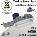 LED Yard Light LED Barn Light w/Photocell Control 55W 6703 Lumens