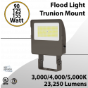 LED Flood Light Trunion 90W 125W 155W 23250Lm 30K 40K 50K Photocell