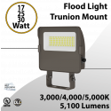 LED Flood Light Trunion 17W 25W 30W 5100Lm 30K 40K 50K Photocell