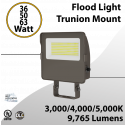 LED Flood Light Trunion 36W 50W 63W 9765Lm 30K 40K 50K Photocell