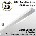 8FT Architecture 80 64 48 40W 5CCT Selectable LED Linear Light