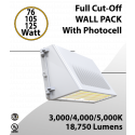 Led Wall Pack Full Cut-Off White Finish 76/105/125W 3000K/4000K/5000K w/Photocell