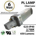 6W PL LED Bulb lamp 650Lm 2700K G23 IP40 UL. Direct Line (Remove Ballast)