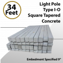 Light Pole 34Ft OAL 25Ft AG Type I-O Square Tapered Concrete