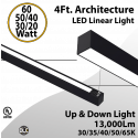 4FT Architectural LED Linear Light Up & Down 60/50/40/30/20W 5CCT