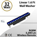 Linear 1.6 Ft Wall Washer Black RGBW Wirless Remote 32W 3200Lm