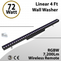 Linear 4 Ft Wall Washer Black RGBW Wireless Remote 72W 7200Lm
