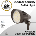 Led Outdoor Bullet Light 50/40/30W 6400Lm CCT Tunable 30K 40K 50K