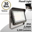 LED flood light 30W 5000K with yoke mount 3399 lumens 