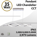 Modern LED Linear Wave Pendant Chandelier Light - 35W CCT