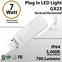 Plug In LED light GX23 7W 700Lm 5000K IP64 Direct Line or Magnetic Ballast