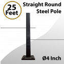 Dark Bronze Steel Light Pole 25Ft x 4.0" 11G Thick with Anchor Base