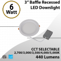 LED Baffle Recessed Downlight Round 3" 6W - Dimmable Lighting Solution