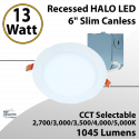 Recessed HALO LED Downlight 6" Slim Canless 1045Lm 13W CCT Selectable