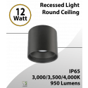 Recessed Lighting Round Ceiling Mount 5"- Adjustable 3/3.5/4K-950Lm