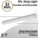 LED Linear wrap 32W 4Ft CCT adjustable, 3520lm